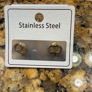 Gold CD Stainless Steel Earrings